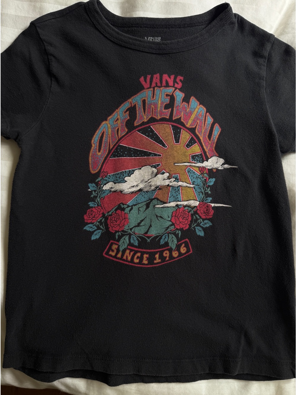 Vans Off The Wall Born To Roam Black Graphic T-Shirt Sz XS